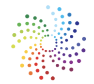 A circular swirl of tiny dots in multiple colours.